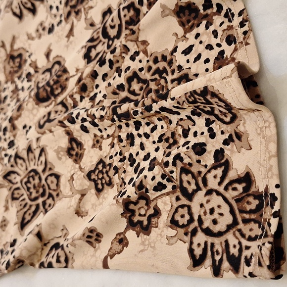 Midi Flare Leopard Paisley Floral Pull on Skirt Apostrophe‎ Stretch Boho Cheetah - Picture 2 of 6